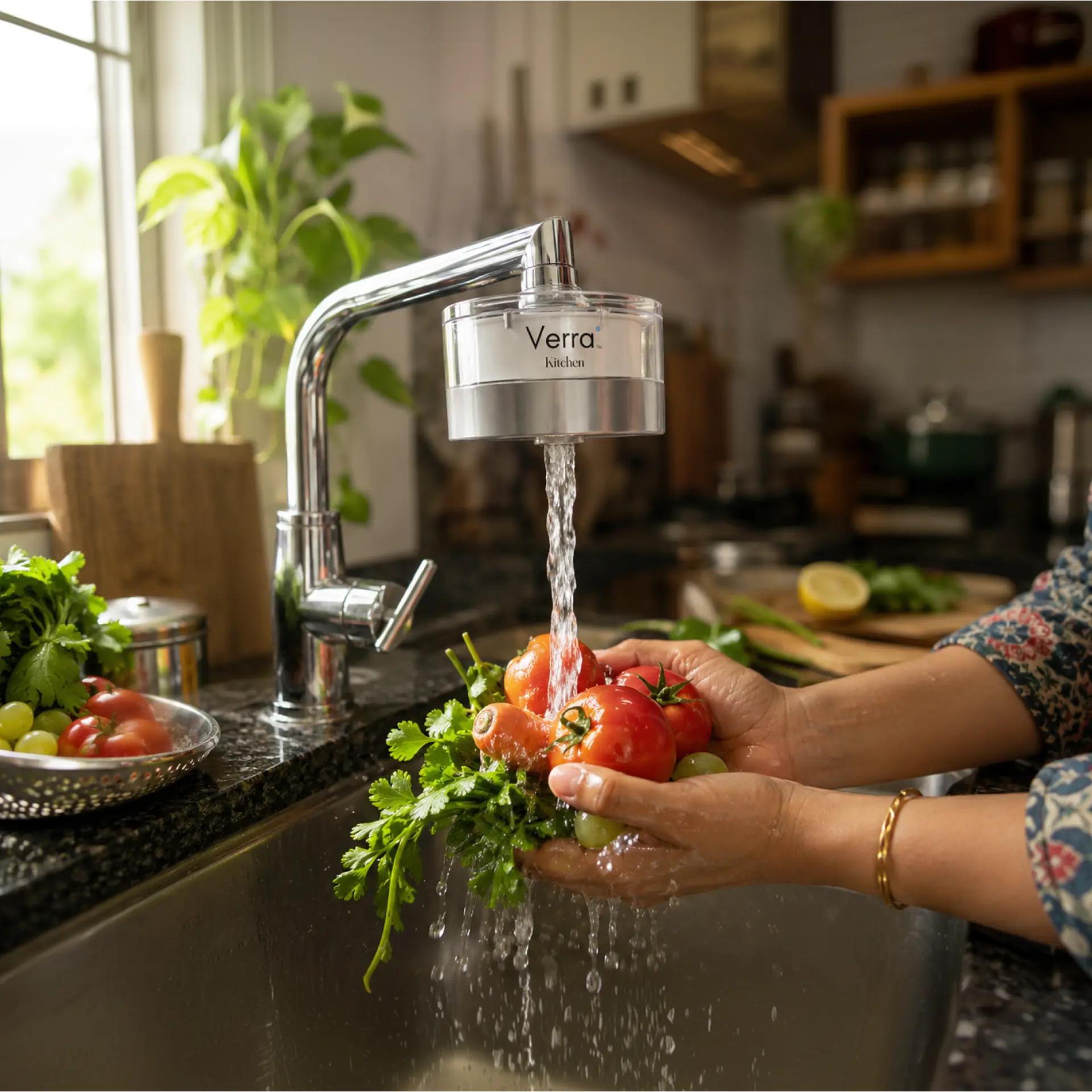 Kitchen tap fitted with Verra